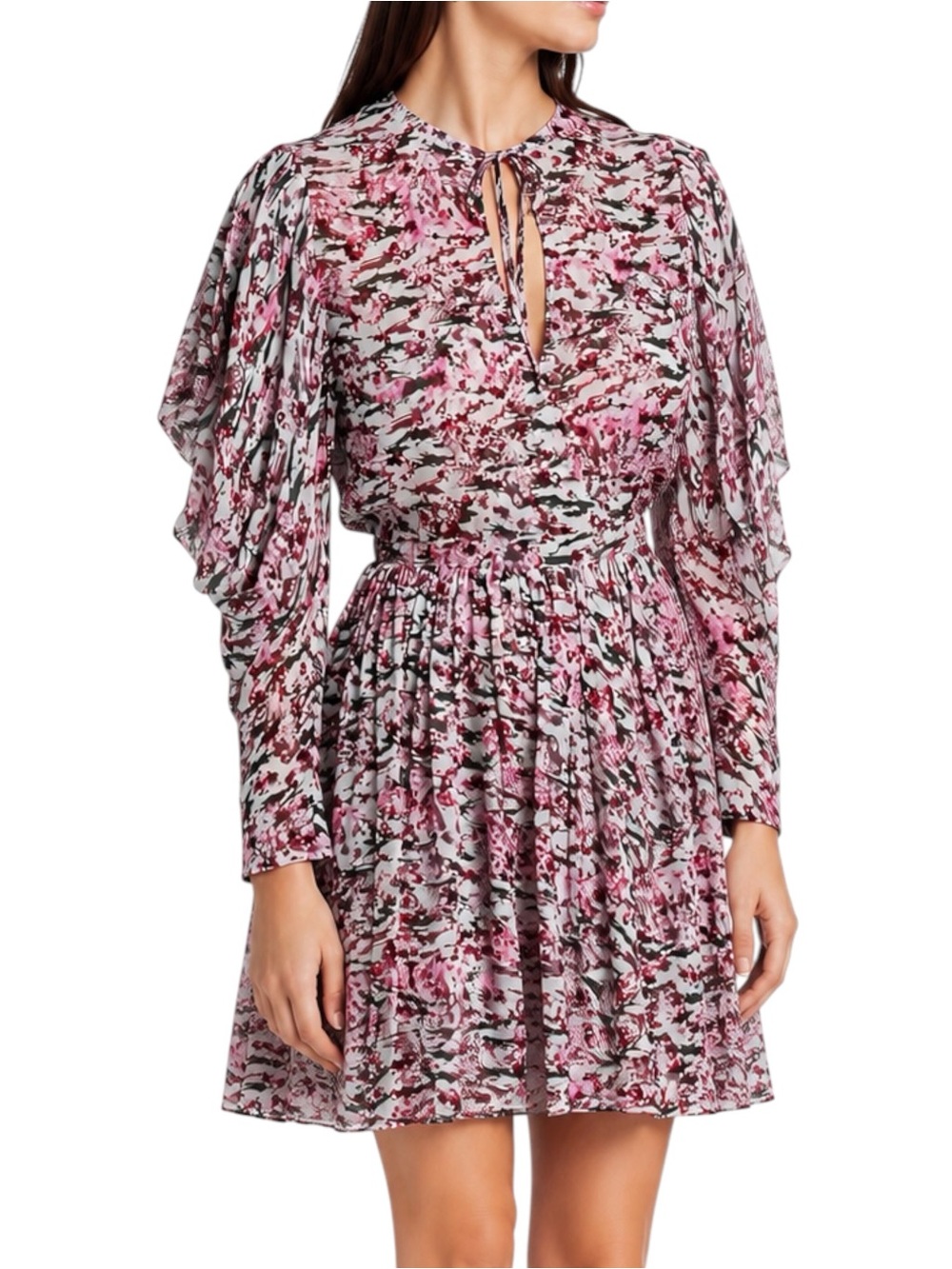 IRO Okoo Pink Floral Fit Flare Mini Dress XL